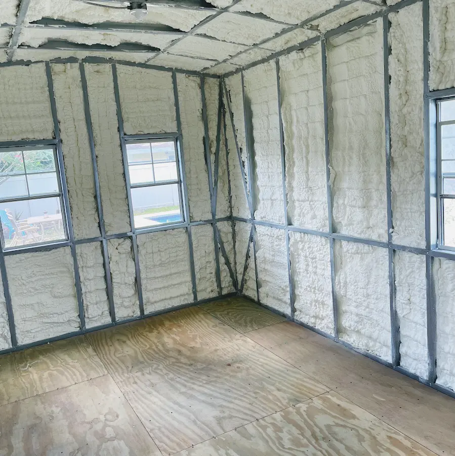 Closed-cell spray foam insulation applied to wall cavities in a residential project in Mount Healthy